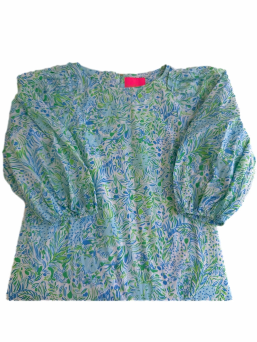 Lilly Pulitzer Barbara Dress Hydra Blue Dandy Lions Size 2 NO BELT Blue Green - Picture 5 of 10